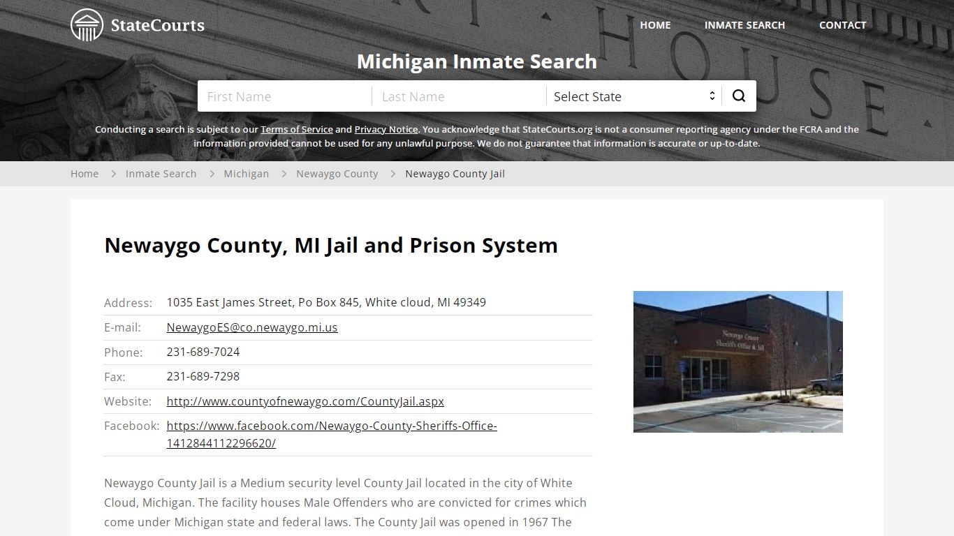 Newaygo County Jail Inmate Records Search, Michigan ...