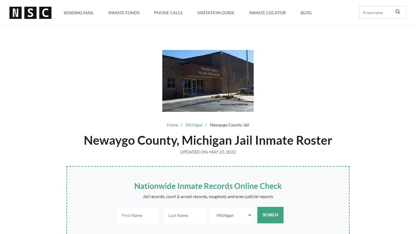 Newaygo County, Michigan Jail Inmate List